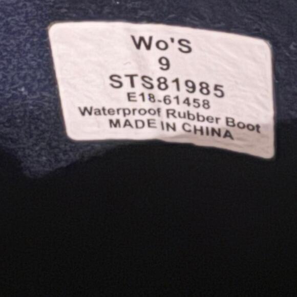 Sperry Women’s 9 Navy Waterproof Rubber Rain Boots Tall Red Stripe Buckle Trim - Picture 8 of 9